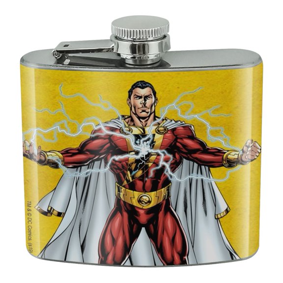 Justice League Shazam Character Stainless Steel 5oz Hip Drink Kidney Flask