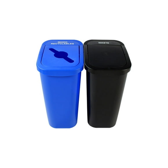 Busch Systems Billi Box Recycling Station - Double Stream 20 G - Mixed | Full - Blue | Black - Mixed Recyclables | Waste Indoor Container