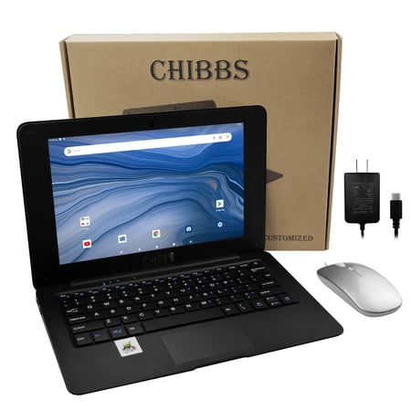 CHIBBS 10.1" Inch IPS Screen Kids Laptop Computer, Linux-Android 12.0 OS, 2gb Rom+64gb Rom, Wi-Fi- Black