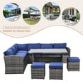 thumbnail image 6 of Sumdeal 7-Piece Outdoor Patio Furniture Set with Dining Table, Chairs and Ottomans,Grey+Blue, 6 of 8