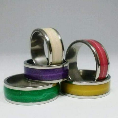 - Glossy Colored Enamel Band Ring 5mm ~ 5 Fabulous Colors to Choose Cream / 8