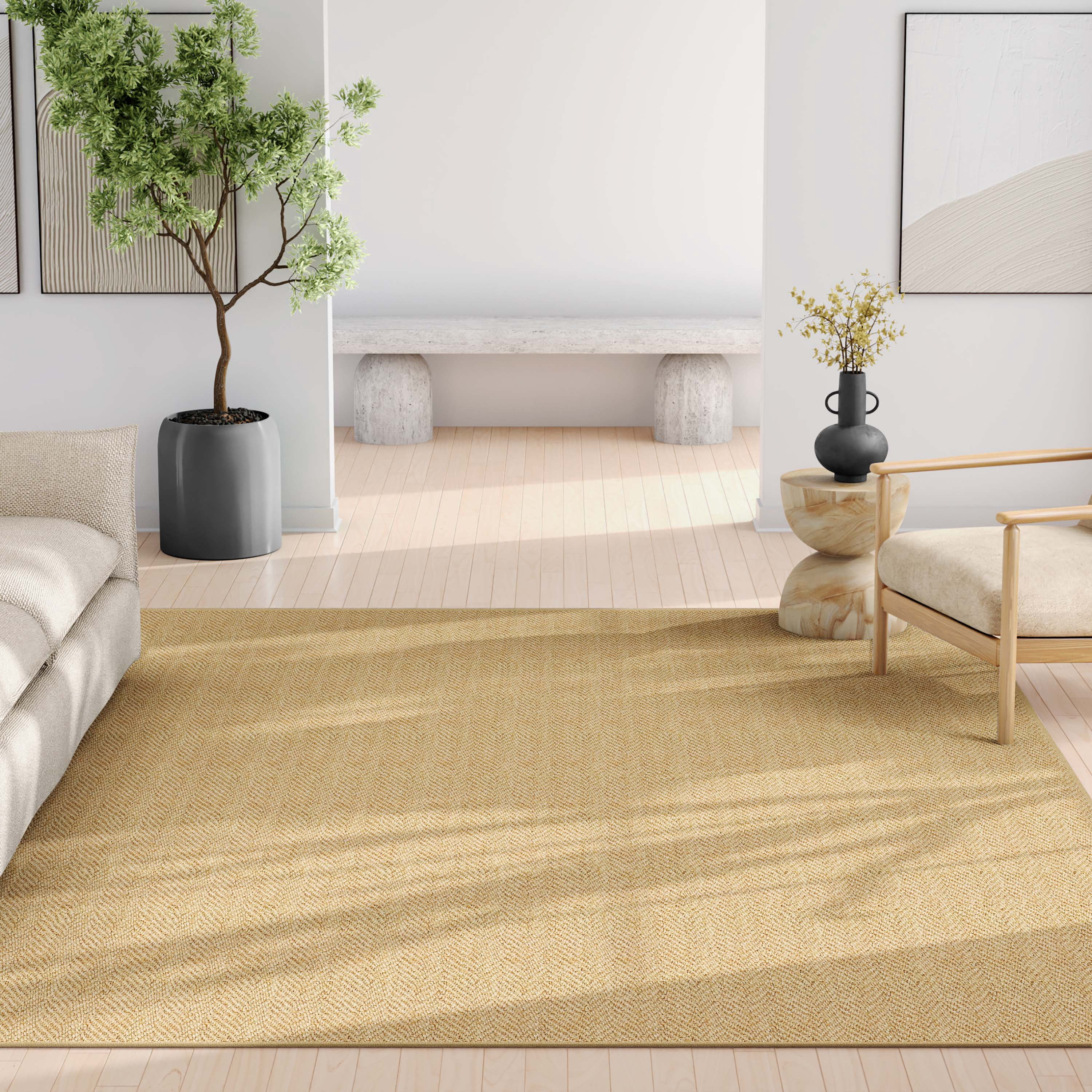 Well Woven Jute Boerboel Modern Geometric Flat-Weave Beige 5' x 7' Area Rug