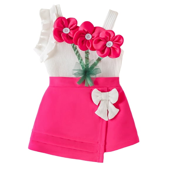 GXWEA Baby Girls' Clothing Sets 24 Months Girls Clothes Toddler Girl Clothes Baby Girl Summer Outfits Sleeveless Shirts Tops Shorts Set For Girl Clothing