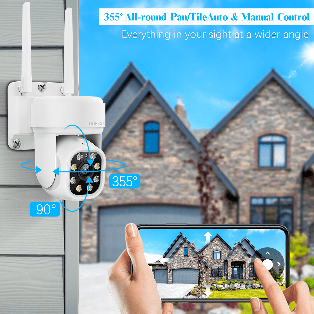 OOSSXX 5MP Outdoor Wireless PTZ Security Camera System, 10-Channel Security All-in-One Monitor, WIFI Cameras System