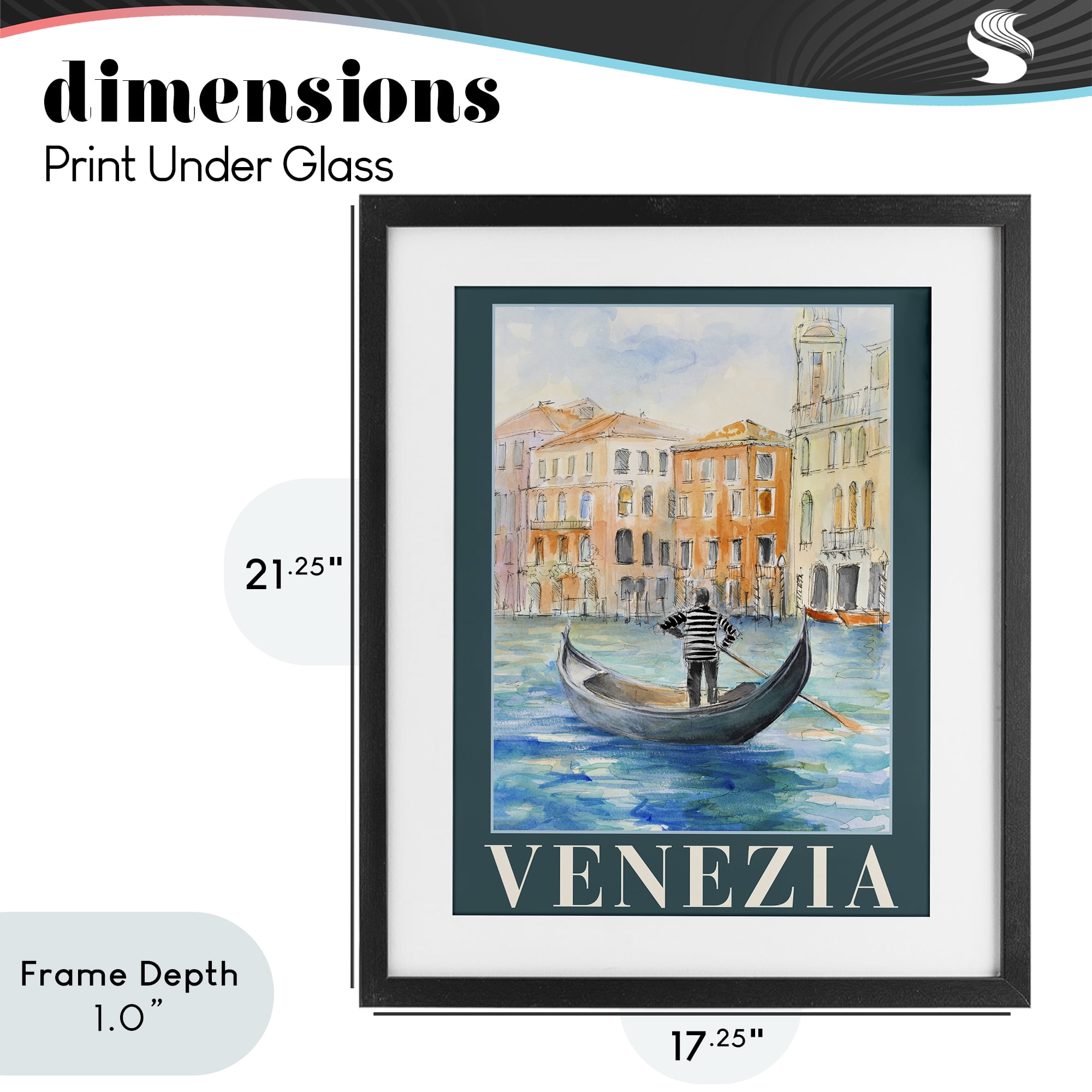 Stupell Industries Venezia Gondola View Black Framed Print Under Glass, design by Lanie Loreth