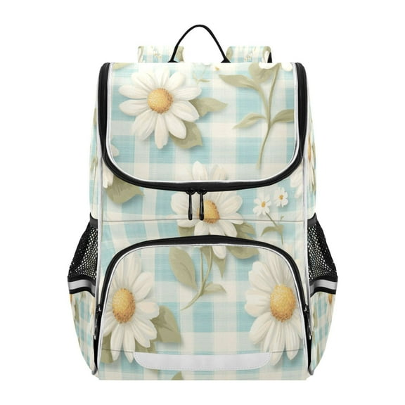 YAZAOO School Backpack Travel Bag Bookbags Bookbags Daisy Delight on Plaid Pattern