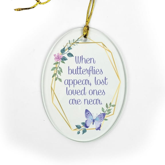 Butterflies Are Near Memorial Glass Round Disc Ornament