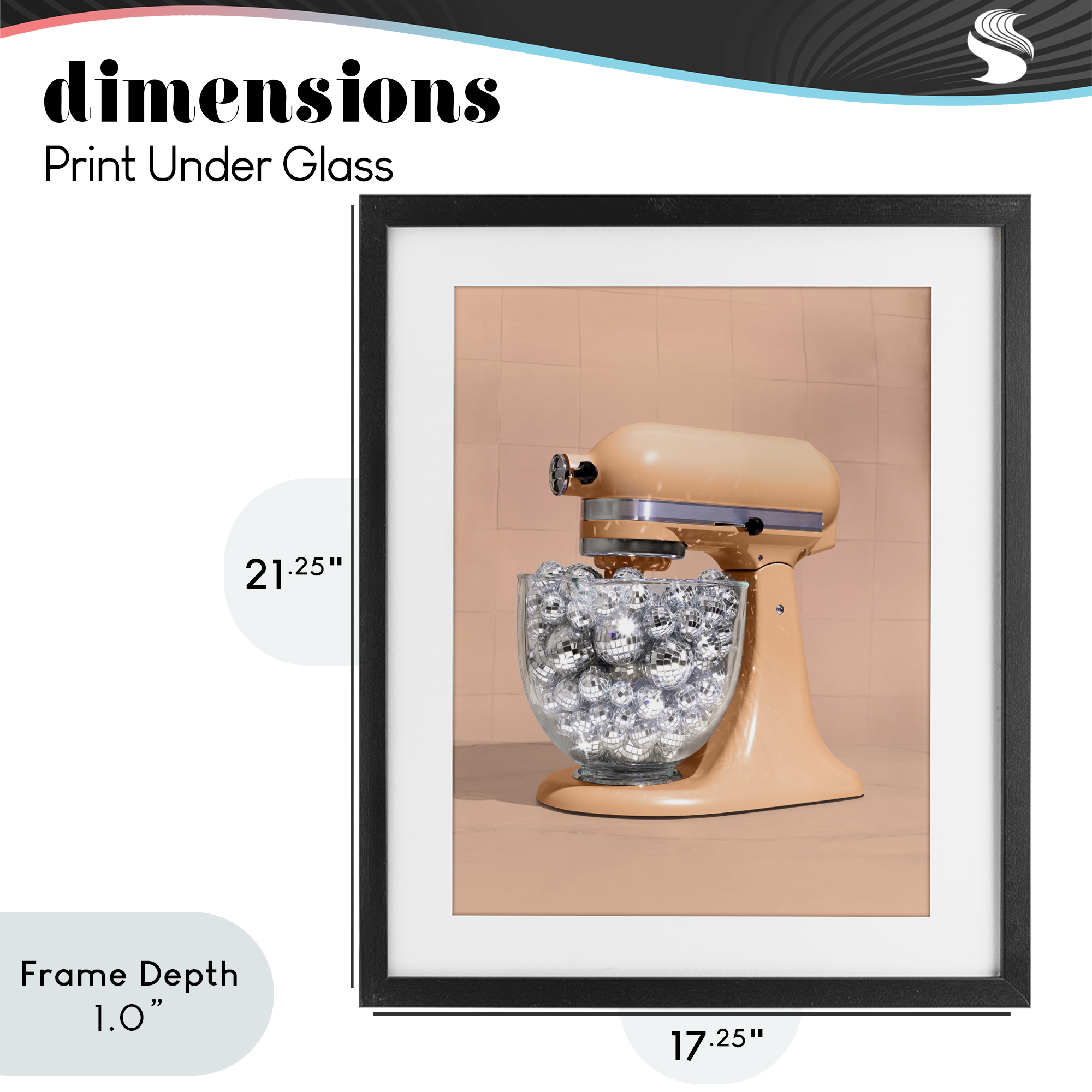 Stupell Industries Disco Kitchen Mixer over Orange Black Framed Print Under Glass, design by LISH Creative