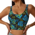 thumbnail image 1 of Fotbe Play Game Pattern Womens' Sports Bra Longline Wirefree Padded with Medium Support Sports Moisture-Wicking Workou Vest,Tank Top-Medium, 1 of 8
