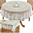 thumbnail image 3 of White Lace Tablecloth Rectangle Round Table Cloth Cover Wedding Party Banquet Round: Dia.178cm, 3 of 4