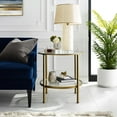 thumbnail image 6 of HomeStock Island Oasis Round End Table, Tempered Glass, Portable, Leg Base - 24"D x 24"W x 24.13"H, Tiered Shelving Storage, Mid-Century Modern Design, Versatile End Table, Living Room Tables-Color:Go, 6 of 10