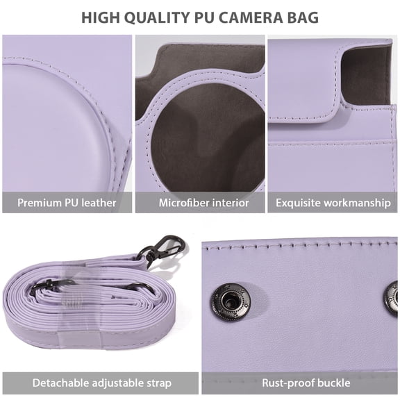 Instant Camera Protective Case PU Leather Camera Storage Bag With Removable Adjustable Shoulder Strap Replacement For Mini 12