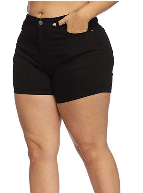 black plus size denim shorts