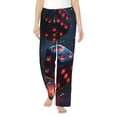 thumbnail image 1 of Balery Cosmic Red Sparkle Dice Pantalones de pijama para mujer, pijamas ultraligeros, pantalones de estar por casa-Small, 1 of 6