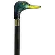 Walking Cane Unisex Translucent Green Duck handle Black hardwood shaft