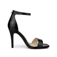 thumbnail image 3 of BLISSFUL STEP Women's Textu Square Toe Buckle Ankle Strap Stiletto Heel Sandals Black 7, 3 of 7