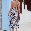 thumbnail image 4 of Lilgiuy Fashion Women Summer Comfortable Halter Neck Casual Bandage Print Backless Long Dress Hawaiian Beach Vacation Swing Dress, 4 of 4