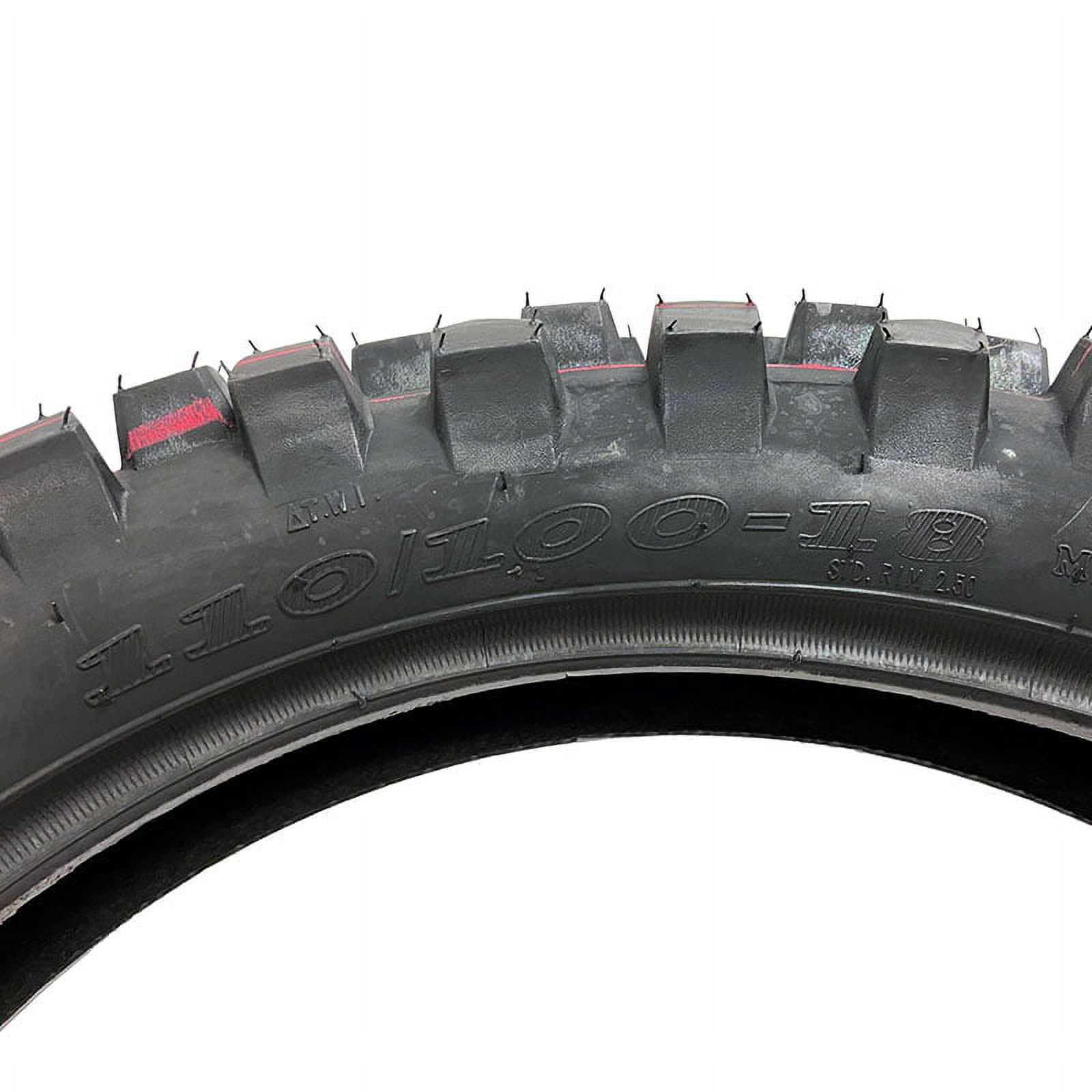 Motorcycle Dirt Bike Tire 110/100-18 Front or Rear Off-Road Knobby Tread (Model P154)