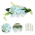 thumbnail image 3 of Unique Bargains 1 Pc Women's Styling Simulated Flowers Hair Clip Comb for Parties Blue Polyester Fabric Iron, 3 of 4
