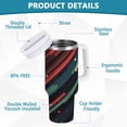 thumbnail image 2 of Yayeee 40oz Stainless Steel Tumbler with Straw and Handle Double-Wall Insulated Travel Water Bottle, Red Abstract Lines, 2 of 8