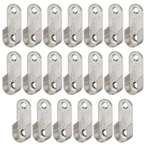 Uxcell Oval Closet Rod End Supports Rod Flange Bracket Support Fit Rod Dia 0.63'' Zinc Alloy Silver Tone 20Pcs