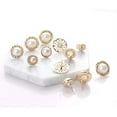 thumbnail image 4 of Magik 6~12 Pairs Fashion Rhinestone Crystal Pearl Earrings Set Women Ear Stud Jewelry (Pearl 6 Pairs), 4 of 6