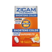 Zicam Ultra Cold Remedy Zinc Rapidmelts, Orange Cream Flavor, Homeopathic, Cold Shortening Medicine, Shortens Cold Duration, Sugar-Free, Dye-Free, 18 Count
