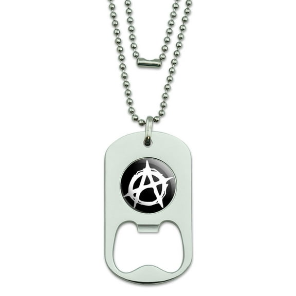 Anarchy Symbol Dog Tag Bottle Opener