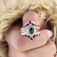 thumbnail image 6 of SHREENATHJEWELRY 8x6MM / 2Ct Vintage Emerald Wedding Ring Set- Onyx Proposal Enhancer Ring Set Opal Proposal Women Jewelry Anniversary Gift For Wife, 6 of 8