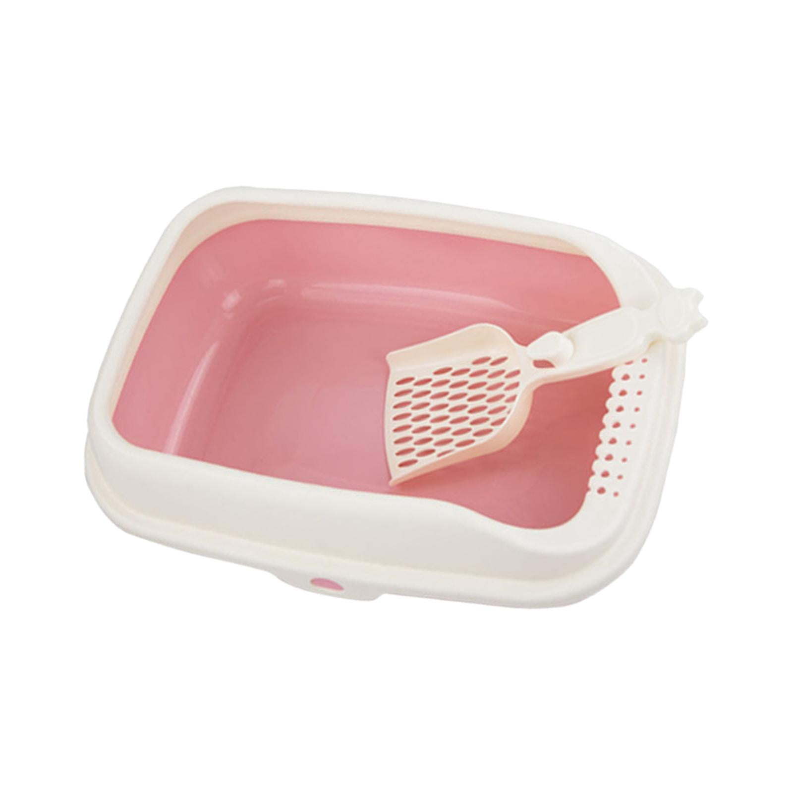 Bvdfgk Cat Litter Box Open Top Kitty Litter Box Tray, Cat Sandbox Semi Enclosed, Litter pink L