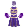 thumbnail image 2 of iixpin Cheer Leader Costume for Girls Sports Dress Outfit 6-16 Years Cheerleading Uniform Performance Dancewear A Purple 8, 2 of 6
