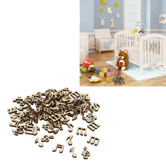 Ymiko Unfinished Wood Cutouts,Music Notes Unfinished Wood,100Pcs Music Notes Wooden Cutouts Unfinished  Sturdy Polishing Fashion Vintage Musical Note Wood Pieces