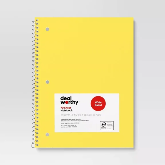 Wide Rule Spiral Notebook Yellow -