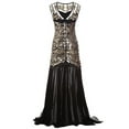thumbnail image 2 of JINMGG Dresses under $10.00 Women 's 1920s Black Sequin Gatsby Maxi Long Evening Prom Dress Plus Size Gold L, 2 of 7