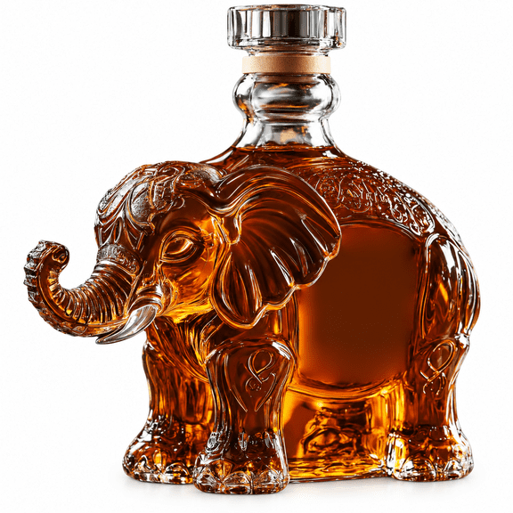 RAIRSKY Whiskey Animal Decanter Glass Bottle,Unique Animal Statue Liquor Dispenser for Men Dad Husband,Bar Decor for Special Occasions Whiskey Lovers(Elephant)