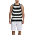 thumbnail image 4 of Easygdp Black And White Stripes Men's Mesh Basketball Jersey Quick Drying Sleeveless Shirts Fitted Muscle Tank Tops Sport Round Neck T-Shirt - Small, 4 of 9