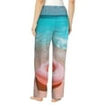 thumbnail image 2 of Bixox Women's Pink Float Ring On Beach Patterned Pajama Pants Loungewear, 2 of 5
