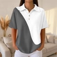 thumbnail image 3 of Women's Waffle Knit Polo Shirt Color Block Striped Collared Short Sleeve Relaxed Fit Casual Daily Office Summer Tops 2026, S, 3 of 8