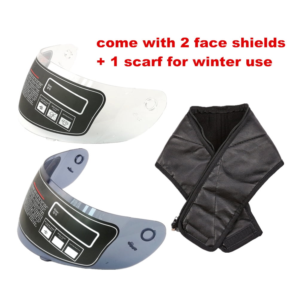 ILM Full Face Motorcycle Street Bike Helmet with Removable Winter Neck Scarf + 2 Visors DOT Model-JK313
