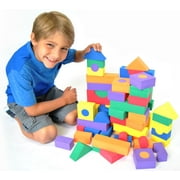 EWONDERWORLD 70 Piece Building Block Set Non Toxic Extra Thick Foam Toy Blocks - Stacking Playtime Blocks for Kids & Toddlers