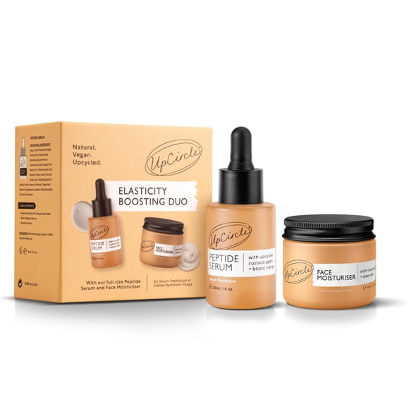 UpCircle Elasticity Boosting Duo - Dúo de suero peptídico y humectante facial - Tripéptido de niacinamida + aloe vera - Aumenta el colágeno + elasticidad - Vegano + Libre de crueldad