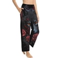 thumbnail image 6 of Salouo Rose Full Moon Black Wolf Print Women's Pajama Pants Casual Loose Sweatpants PJs Flowy Pants Drawstring Palazzo for Women Wide Leg Pants Lounge Pajama -XX-Large, 6 of 8