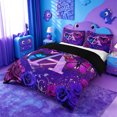 thumbnail image 2 of meiyoeat Purple Butterfly Rose Monogram A Bedding,Neon Heart Initial Duvet Cover Full For Girl,Black Reversible,3 Pieces,1 Duvet Cover and 2 Pillowcases, 2 of 6