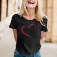 thumbnail image 2 of Womens Tops Love Heart Graphic Shirt Valentine's Day Summer Cute Casual Short Sleeve Crew Neck Plus Size Clothes, 2 of 4