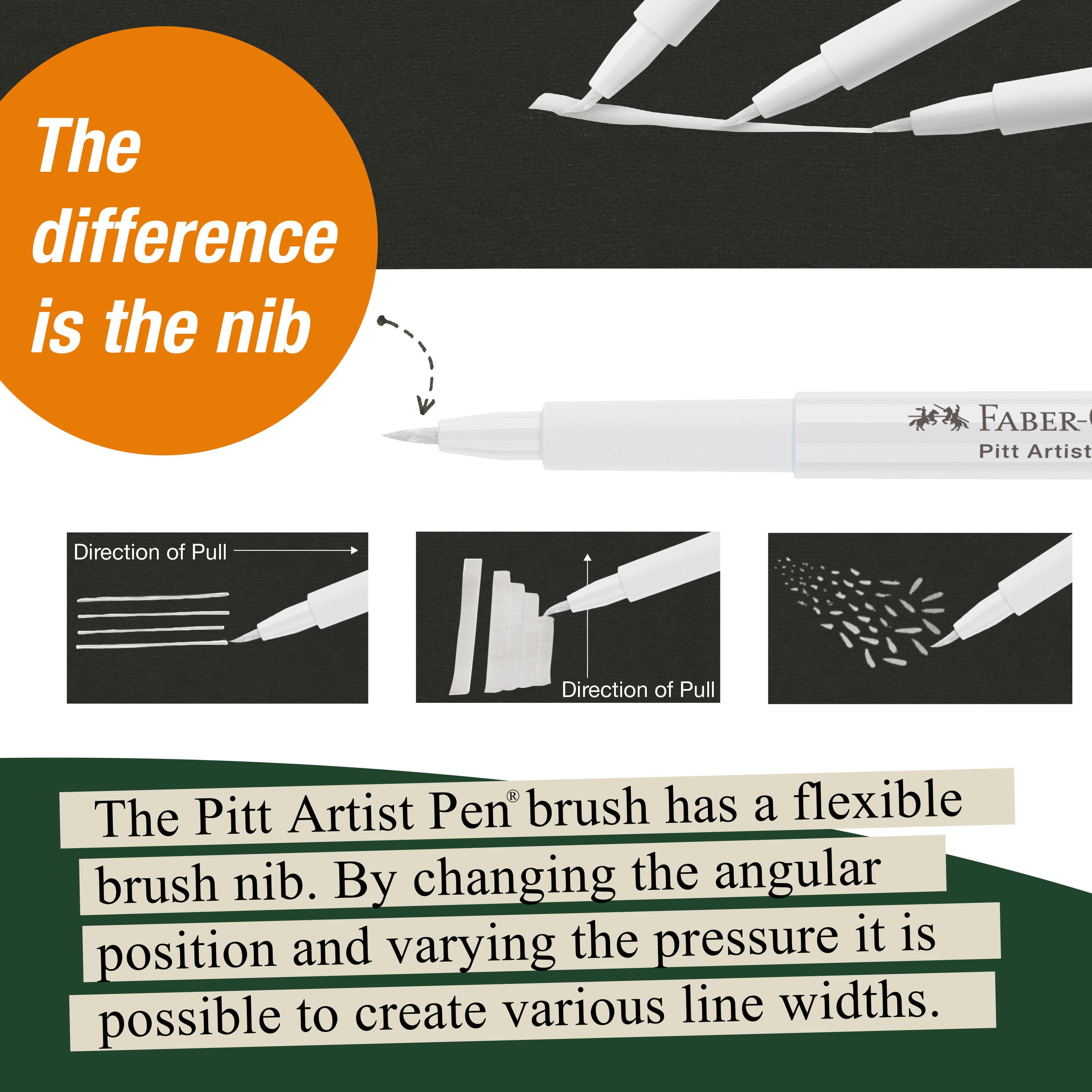Faber-Castell PITT White Brush Artist Pen, 10 Pack