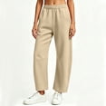 thumbnail image 3 of FAHUOMU Women's Fleece Lined Barrel Leg Joggers High Waist Stretchy Wide Leg Casual Athletic Winter Bottoms Solid Color Soft Warm Comfortable Trousers, 3 of 9
