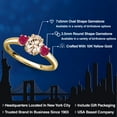 thumbnail image 2 of Gem Stone King 10K Yellow Gold Peach Morganite and Red Ruby Engagement Ring for Women | 1.15 Cttw | Oval 7X5MM | Gemstone October Birthstone | Size 5, 2 of 6