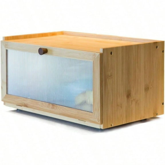 Bamboo Bread Box for Kitchen CounterLarge Capacity Bread Storage Container Farmhouse Bread Box with Window Bread Holder
