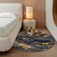 thumbnail image 2 of Brown Marble Round Area&nbsp;Rug 6ft Modern Abstract Art Black Grey Gold Marble Waves Non-Slip&nbsp;Washable Circle Rugs Soft Felt Indoor Floor Mat for Bedroom Kitchen Living Room Bathroom, 2 of 9