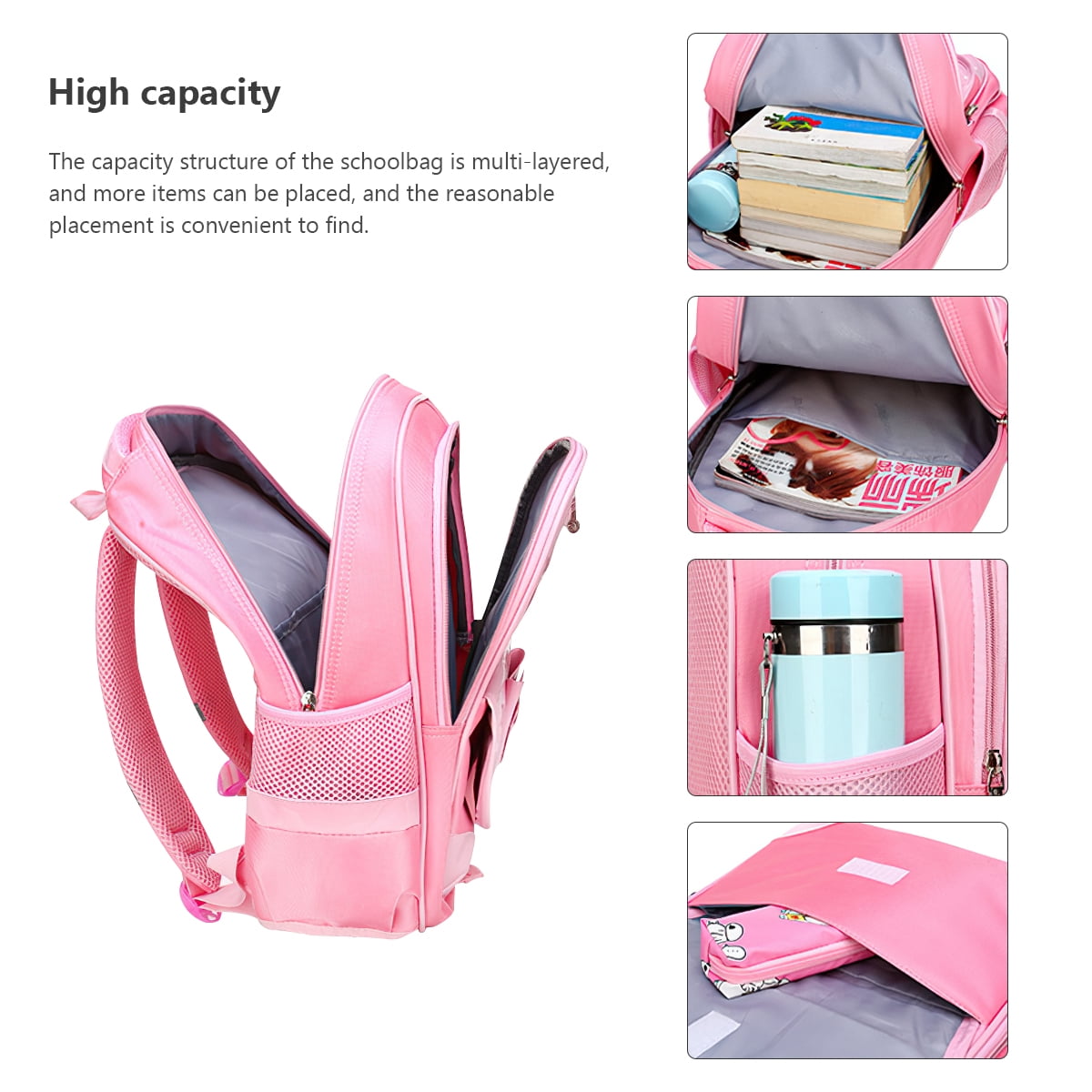 Kadyn School Backpack Set, Pink Kids Backpack with Lunch Bag, Elementary Bookbag for Children Kadyn School Backpack Set, Pink Kids Backpack with Lunch Bag, Elementary Bookbag for Children
